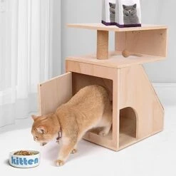 Cat Beds For Indoor Cats - Large Cat Cave For Pet,Cat House With Dangling Ball,Cat Scratching Pad And Post,Furniture Style,Hidden Kitty Cabinet,Cat Enclosure For Cats -Pet Products Shop 41YVUjrvlgL