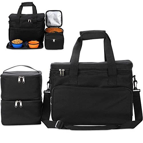 Kundu Cat & Dog Travel Bag - Includes 2 Food Carriers, 2 Bowls & Place Mat - Airline Approved - Black,6 Piece Set,KDU-011 7 Kundu Cat & Dog Travel Bag - Includes 2 Food Carriers, 2 Bowls & Place Mat - Airline Approved - Black,6 Piece Set,KDU-011 - Image 5
