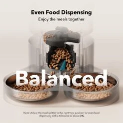 PETLIBRO Automatic Cat Food Dispenser For Two Cats 5L Auto Cat Feeder Dry Food Dispenser With Splitter & 2 Stainless Bowls, 10s Meal Call And Timer Setting 50 Portions 6 Meals Per Day For Cat And Dog -Pet Products Shop 41ZTQe75CtL