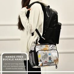 Eionryn Cute Kitty Cat With Cat Breeds Toys And Food Lunch Bags Lovely Cat Kitchen Lunch Box Insulated Cooler Bag Reusable Tote Shoulder Bag For Outdoor Picnic Meal Office -Pet Products Shop 41a97GAR1jL