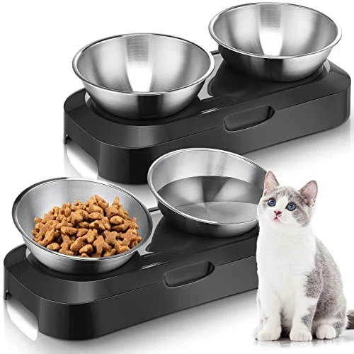 2 Pack Elevated Tilted Cat Bowls Stainless Steel Raised Cat Food And Water Bowl Set 0 And 15° Tilted Pet Cat Feeder Anti Vomit Cat Dishes With Stand For Indoor Cats Kitten Puppy Dogs 3 2 Pack Elevated Tilted Cat Bowls Stainless Steel Raised Cat Food And Water Bowl Set 0 And 15° Tilted Pet Cat Feeder Anti Vomit Cat Dishes With Stand For Indoor Cats Kitten Puppy Dogs