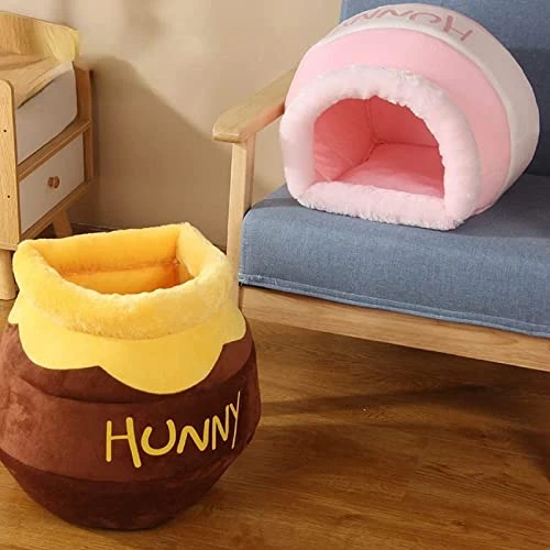 NARCNTON Pet Cat Four Seasons Universal Nest Small Dog Honey Pot With The Same Bed Cute Comfortable Warm Semi-Enclosed Kennel Cat Nest (Pink) 7 NARCNTON Pet Cat Four Seasons Universal Nest Small Dog Honey Pot With The Same Bed Cute Comfortable Warm Semi-Enclosed Kennel Cat Nest (Pink) - Image 5