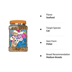 Party Mix Crunch Beachside Cat Treats 20 Oz. Canister,Shrimp, Crab And Tuna Flavors,New -Pet Products Shop 41dHSbOX8wL