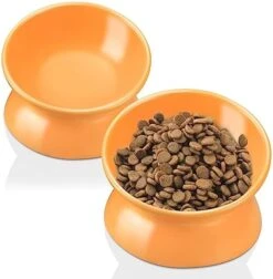 GENERIC PAILUOMU Ceramic Raised Cat Bowl, Set 2 Tilted Elevated Pet Food And Water Bowls, Stress Free Cat Dog Feeder Dish, Suitable For Small, Medium Cats And Dogs,Yellow -Pet Products Shop 41drb1cpZgL. AC