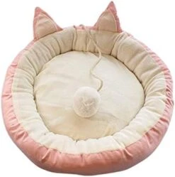 JENPECH Cute Cat Bed - Cat Ear Design - Non-Slip Bottom Comfortable Fabric Pet Sleeping Cushion For Cat - Comfortable Cat Bed For Indoor Cats -Pet Products Shop 41dyB4BlWAL. AC