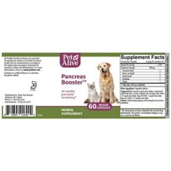 PetAlive Pancreas Booster - All Natural Herbal Supplement For Pancreatic Health And Digestive Functioning In Cats And Dogs - Supports Healthy Insulin Production - 60 Veggie Caps -Pet Products Shop 41eAjfekh1L