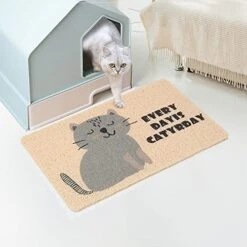PetEiZi Cat Litter Mat Trap, Pet Food Catching Placemat, Super Cute Easy To Clean 24"×16" Large Durable For Cats And Dogs - Everyday Is Catyrday -Pet Products Shop 41eB5vmOPcL