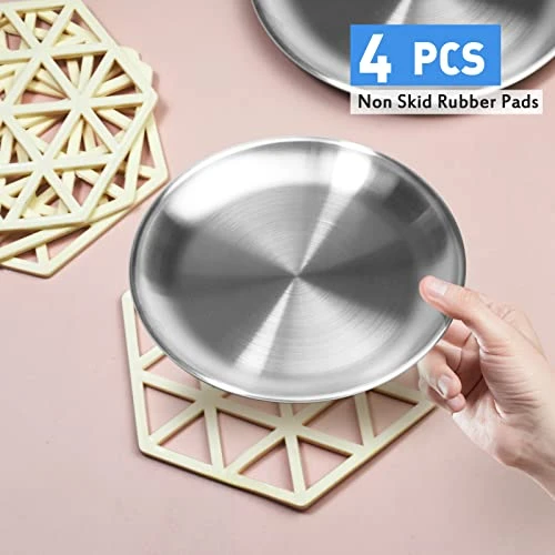 Stainless Steel Cat Dishes For Food And Water Bowls For Small Pets -4 Sets Flat Style 7 Stainless Steel Cat Dishes For Food And Water Bowls For Small Pets -4 Sets Flat Style - Image 5