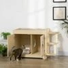 ACQUIRE 3 In 1 Litter Box Enclosure Hidden Kitty House Cat Tree, Cat Washroom Storage Bench With Double Doors, Multiple Layers -Pet Products Shop 41eZpsfSPaL