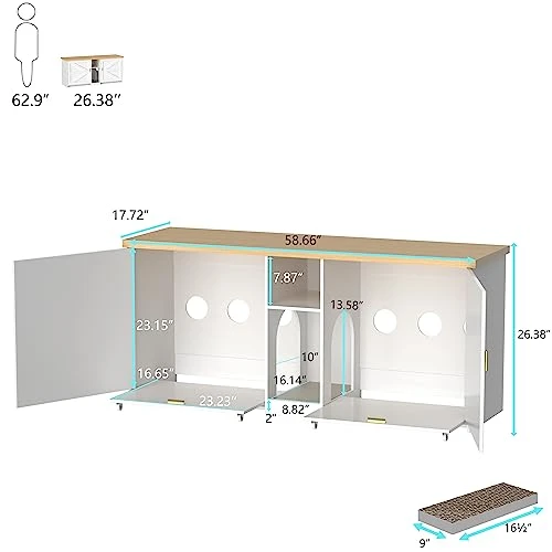 WJFORLION Cat Litter Box Enclosure, Cat Box Furniture Hidden - Hidden Cat Litter Box Furniture For 2 Cats, Large Wood Cat Litter Box Furniture For Living Room, White 9 WJFORLION Cat Litter Box Enclosure, Cat Box Furniture Hidden - Hidden Cat Litter Box Furniture For 2 Cats, Large Wood Cat Litter Box Furniture For Living Room, White - Image 7