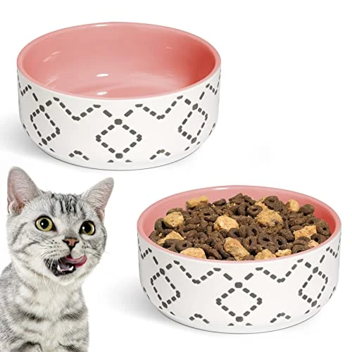 MSBC Ceramic Cat Bowls(13oz/390ml), Cute Cat Food And Water Feeder Set, Dog Cat Basic Bowl, Small Pet Feeding Dishes For Cat, Kitten, Small Dog, Whisker Stress Free, Dishwasher Safe, Set Of 2, Pink 3 MSBC Ceramic Cat Bowls(13oz/390ml), Cute Cat Food And Water Feeder Set, Dog Cat Basic Bowl, Small Pet Feeding Dishes For Cat, Kitten, Small Dog, Whisker Stress Free, Dishwasher Safe, Set Of 2, Pink