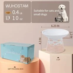 6.25 Inch Extra Wide Ceramic Raised Cat Food Bowls, Elevated Porcelain Cat Feeding Dish, Heavy Pet Feeder Bowl For Elder Big Cats,Small Dogs, Anti Vomiting, Protect Pet's Spine, 2 Pack(Blue&Orange) -Pet Products Shop 41g6vFsXSJL