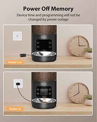 Molypet Automatic Cat Feeders With Timer - 4L Cat Food Dispenser Of 6 Meals With 10S Voice Recorder And Desiccant Bag, Support Dual Power For Cats And Dogs 4 Molypet Automatic Cat Feeders With Timer - 4L Cat Food Dispenser Of 6 Meals With 10S Voice Recorder And Desiccant Bag, Support Dual Power For Cats And Dogs - Image 2