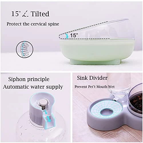 JiangYanus Raised Cat Bowls, 15° Tilted Cat Puppy Food And Water Bowl Set With Automatic Water Dispenser Bottle Cat Dish For Cat Small Medium Dogs (Pink) 7 JiangYanus Raised Cat Bowls, 15° Tilted Cat Puppy Food And Water Bowl Set With Automatic Water Dispenser Bottle Cat Dish For Cat Small Medium Dogs (Pink) - Image 5