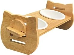 Ceramic Elevated Cat Bowls Raised Food And Water Bowl Set 15° Tilted Kitty Dishes Anti Vomiting For Indoor Cats Orthopedic Pet Puppy Dish With Bamboo Feeding Stand(Ø 4.3in) -Pet Products Shop 41i7jGqxGFL. AC