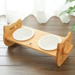 Ceramic Elevated Cat Bowls Raised Food And Water Bowl Set 15° Tilted Kitty Dishes Anti Vomiting For Indoor Cats Orthopedic Pet Puppy Dish With Bamboo Feeding Stand(Ø 4.3in) -Pet Products Shop 41itLB6PRCL
