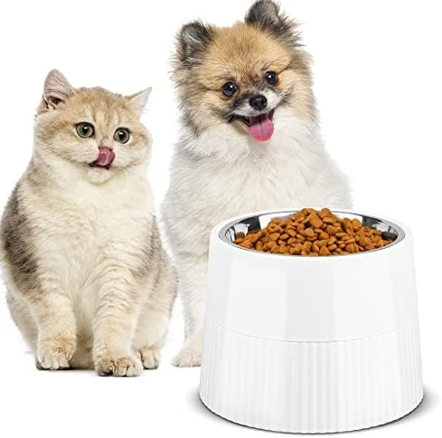 MSBC Elevated Dog Bowl, 15oz Small Raised Dog Feeder With Removable Stainless Steel Food And Water Bowl, Non-Skid & Non-Spill Dog Dish For Small Dogs And Cats, Raised Cat Bowl, Dishwasher Safe, White 10 MSBC Elevated Dog Bowl, 15oz Small Raised Dog Feeder With Removable Stainless Steel Food And Water Bowl, Non-Skid & Non-Spill Dog Dish For Small Dogs And Cats, Raised Cat Bowl, Dishwasher Safe, White - Image 8