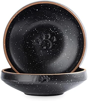 MIKIGEY Ceramic Cat Food Water Bowl Set, 6.3 Inches Wide Shallow Cat Dish, Whisker-Friendly Pet Cat Bowl, Basic Cat Bowl, Black And White Pet Bowl, Pack Of 2 6 MIKIGEY Ceramic Cat Food Water Bowl Set, 6.3 Inches Wide Shallow Cat Dish, Whisker-Friendly Pet Cat Bowl, Basic Cat Bowl, Black And White Pet Bowl, Pack Of 2 - Image 4