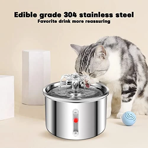 AZZXZQYU Cat Water Fountain Stainless Steel, 67oz/2L Dog Water Dispenser, Automatic Pet Water Fountain With Ultra Quiet Pump And Water Level Window For Cats,Dogs,Multiple Pets 4 AZZXZQYU Cat Water Fountain Stainless Steel, 67oz/2L Dog Water Dispenser, Automatic Pet Water Fountain With Ultra Quiet Pump And Water Level Window For Cats,Dogs,Multiple Pets - Image 2