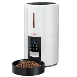 WOPET 5L Automatic Cat Food Dispenser - Timed Automatic Cat Feed For Dry Food, Pet Feeder For Cat And Small Medium Dogs With 1-6 Meals Per Daily And Portion Control (White + Black)
