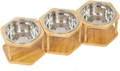 Lusifaco Set Of 3 Single Elevated Cat Bowls, Stainless Steel Raised Cat Food Water Bowl With Bamboo Stand, Pet Dishes Stand Feeder With Anti Slip Feet For Cats And Small Dogs, 13 Oz(Stainless Steel) -Pet Products Shop 41ldcDlfSwL. AC