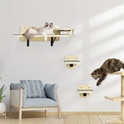 Cat Wall Shelves With 2 Steps,Cat Wall Mounted Shelves And Perches Set,Cat Wall Furniture With 2 Cat Bowls For Indoor Cats,Cat Climbing Shelf Hammock With Climbing Shelf Perches Plush Covered 11 Cat Wall Shelves With 2 Steps,Cat Wall Mounted Shelves And Perches Set,Cat Wall Furniture With 2 Cat Bowls For Indoor Cats,Cat Climbing Shelf Hammock With Climbing Shelf Perches Plush Covered -Pet Products Shop 41lkdEmt94L