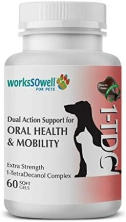 WorksSoWell 1TDC Dual Action Natural Support – 60 Twist Off Soft Gels | Delivers 4 Health Benefits For Dogs & Cats | Supports Oral, Hip & Joint Health, Muscle & Stamina Recovery, Skin & Coat Health -Pet Products Shop 41lqNvV dL. AC