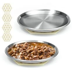 Stainless Steel Cat Dishes For Food And Water Bowls For Small Pets -4 Sets Flat Style