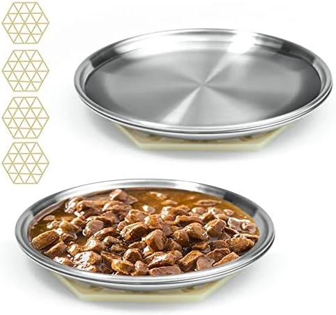 Stainless Steel Cat Dishes For Food And Water Bowls For Small Pets -4 Sets Flat Style 11 Stainless Steel Cat Dishes For Food And Water Bowls For Small Pets -4 Sets Flat Style - Image 9