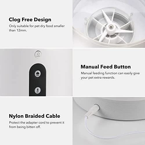 HBN Automatic Cat Feeders, 4L Dog Food Dispenser Dry Food,Work With Alexa And Voice Recorder,2.4Ghz Wi-Fi Enabled App Control 4 HBN Automatic Cat Feeders, 4L Dog Food Dispenser Dry Food,Work With Alexa And Voice Recorder,2.4Ghz Wi-Fi Enabled App Control - Image 2