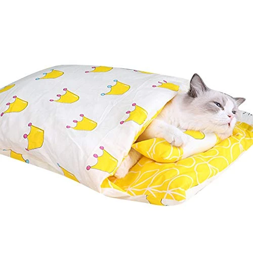 SONGBIRDTH Pet Bed,Cartoon Print Cat Sleeping Bag Removable Cattery Warm Kennel Nest Pet Supplies,Breathable Cotton Blend,Removable Easy To Clean 4 SONGBIRDTH Pet Bed,Cartoon Print Cat Sleeping Bag Removable Cattery Warm Kennel Nest Pet Supplies,Breathable Cotton Blend,Removable Easy To Clean - Image 2