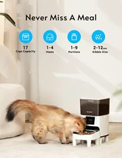 WUIPET Elevated Automatic Cat Feeders - 17 Cups Auto Pet Dry Food Dispenser For Cats And Dogs - Raised Programmable Timed Cat Feeder With Voice Recorder - 4 Meals Per Day And Portion Control 11 WUIPET Elevated Automatic Cat Feeders - 17 Cups Auto Pet Dry Food Dispenser For Cats And Dogs - Raised Programmable Timed Cat Feeder With Voice Recorder - 4 Meals Per Day And Portion Control -Pet Products Shop 41mvZndMQaL
