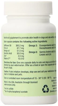 Dechra 60 Capsules EicosaCaps Fish Oil Nutritional Supplements For Dogs And Cats Up To 40-Pound