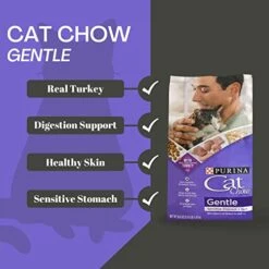 Purina Cat Chow Gentle Sensitive Skin And Stomach Bundle | Includes 2 Bags Of Purina Gentle Cat Food Turkey Flavor (3.15 LB) | Plus Paw Food Scoop!