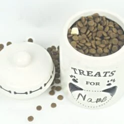 EassyHoo Airtight Dog Treat Container, Ceramic Dog Treat Jar With Lid, 4.2" Round X 6.5" Tall White Dog Treat Canister, Large Dog Cookie Jar For Dogs, Pet Treat Container Airtight, Dog Treat Jars For Pets -Pet Products Shop 41njKe5Jg9L