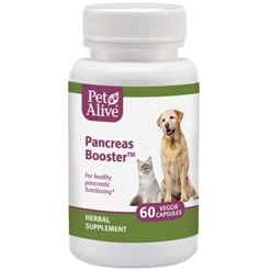 PetAlive Pancreas Booster - All Natural Herbal Supplement For Pancreatic Health And Digestive Functioning In Cats And Dogs - Supports Healthy Insulin Production - 60 Veggie Caps