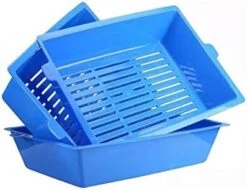 YangYan 3Pcs Cat Potty Semi-Closed Splash Cat Toilet Litter Box Plastic Potty Set Pet Supplies 3 Interlocking Tray Easy To Use (Color : Blue, Size : M) -Pet Products Shop 41p8Gs tQL. AC