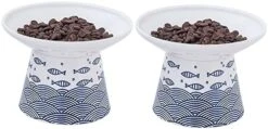 6.25 Inch Extra Wide Ceramic Raised Cat Food Bowls, Elevated Porcelain Cat Feeding Dish, Heavy Pet Feeder Bowl For Elder Big Cats,Small Dogs, Anti Vomiting, Protect Pet's Spine, 2 Pack(Blue&Orange) -Pet Products Shop 41pUSnOHzdL. AC