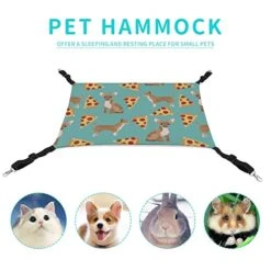Whetklo Pet Cage Hammock,Chihuahua Dog Pizza Novelty Food Print Cute Dog Canvas Hanging Bed Reversible Small Pet Hammock For Kittens Cats Rat And Small Animals -Pet Products Shop 41pgDWirdNL