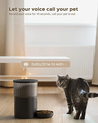 UIOOQ Automatic Cat Feeders WiFi, Timed Dog Feeder With 10S Dining Voice Record, 4L Cat/Dog Food Dispenser With Custom Schedule, Up To 12 Portions 10 Meals Per Day, APP Control(Not Support 5G WiFi) 4 UIOOQ Automatic Cat Feeders WiFi, Timed Dog Feeder With 10S Dining Voice Record, 4L Cat/Dog Food Dispenser With Custom Schedule, Up To 12 Portions 10 Meals Per Day, APP Control(Not Support 5G WiFi) - Image 2