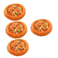 Plushes 4pcs Cat Nest Toys Cat Shelter Outdoor Large+Outdoor+mat Pizza Pet Mat Cozy Food Dog Cat Bed Kitten Bed Cat Supplies Indoor Cat Kennel Kitten Cage Cloth Round
