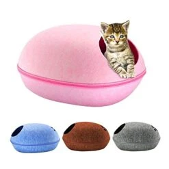 YangYan Pet Cat Bed Cave Sleeping House Nest Kennel Felt Cloth Zipper Pet Cat Basket Egg Shape Pet Bed Mat Cushion For Cats Small Dogs (Color : H, Size : 47x28x25cm) -Pet Products Shop 41rf7H10TyL