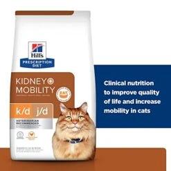 Hill's Prescription Diet K/d + J/d Kidney + Mobility Chicken Flavor Dry Cat Food, Veterinary Diet, 6.4 Lb. Bag