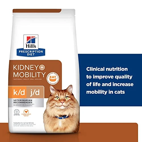 Hill's Prescription Diet K/d + J/d Kidney + Mobility Chicken Flavor Dry Cat Food, Veterinary Diet, 6.4 Lb. Bag 3 Hill's Prescription Diet K/d + J/d Kidney + Mobility Chicken Flavor Dry Cat Food, Veterinary Diet, 6.4 Lb. Bag