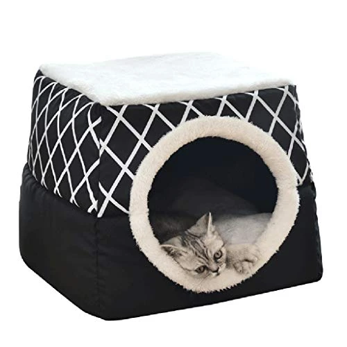 Koolee Pet Bed Pet House Pet Plaid Cashmere Cat Litter Cat House Pet Supplies (Black,XL) 3 Koolee Pet Bed Pet House Pet Plaid Cashmere Cat Litter Cat House Pet Supplies (Black,XL)