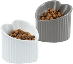 Raised Ceramic Tilted Cat Bowls, Heart Shape Elevated Cat Food Bowl, Porcelain Slanted Pet Feeder Dish For Flat Faced Cats, Protect Cat's Spine, Stress Free, Backflow Prevention,2 Pack(White) 17 Raised Ceramic Tilted Cat Bowls, Heart Shape Elevated Cat Food Bowl, Porcelain Slanted Pet Feeder Dish For Flat Faced Cats, Protect Cat's Spine, Stress Free, Backflow Prevention,2 Pack(White) -Pet Products Shop 41v saBrLQL. AC