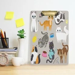 Cute Kitty Cat With Cat Breeds Toys And Food Plastic Clipboard Lovely Cat Kitchen Clipboards Low Profile Clip Boards For Students Office Man Woman Kids Standard A4 Letter Size 12.5x9 Inch Silver -Pet Products Shop 41vezDBXUFL