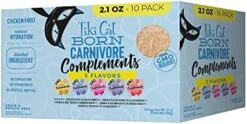 Tiki Cat Born Carnivore Complements Variety Pack, Chicken Blends, Wet, High-Protein & High-Moisture Cat Food Topper, 2.1 Oz. Cups (Pack Of 10) -Pet Products Shop 41whjjPxUUL. AC