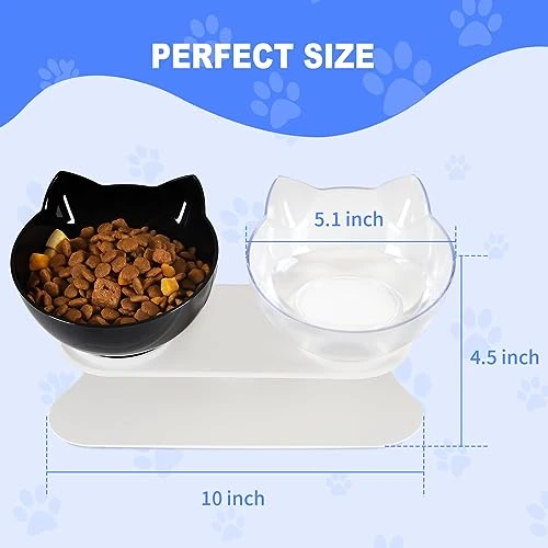 Cenivi Elevated Cat Bowls, Raised Cat Food Bowls, 15°Tilted Cat Bowls For Indoor Cats, Cat Food Water Bowls Set, Cat Bowls Elevated Tilted Whisker Friendly, Cute Cat Bowls Elevated, White 3 Cenivi Elevated Cat Bowls, Raised Cat Food Bowls, 15°Tilted Cat Bowls For Indoor Cats, Cat Food Water Bowls Set, Cat Bowls Elevated Tilted Whisker Friendly, Cute Cat Bowls Elevated, White