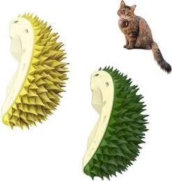 UPIKIT Durian Multifunctional Toys, Durian Cat Scratcher, 1/2PCS Durian Shape Cat Comb, Massaging And Removing Floating Hair Cat Dog Toys, For Any Different Flat Surfaces Or Corners (Yellow+Green) -Pet Products Shop 41xUx35USfL. AC